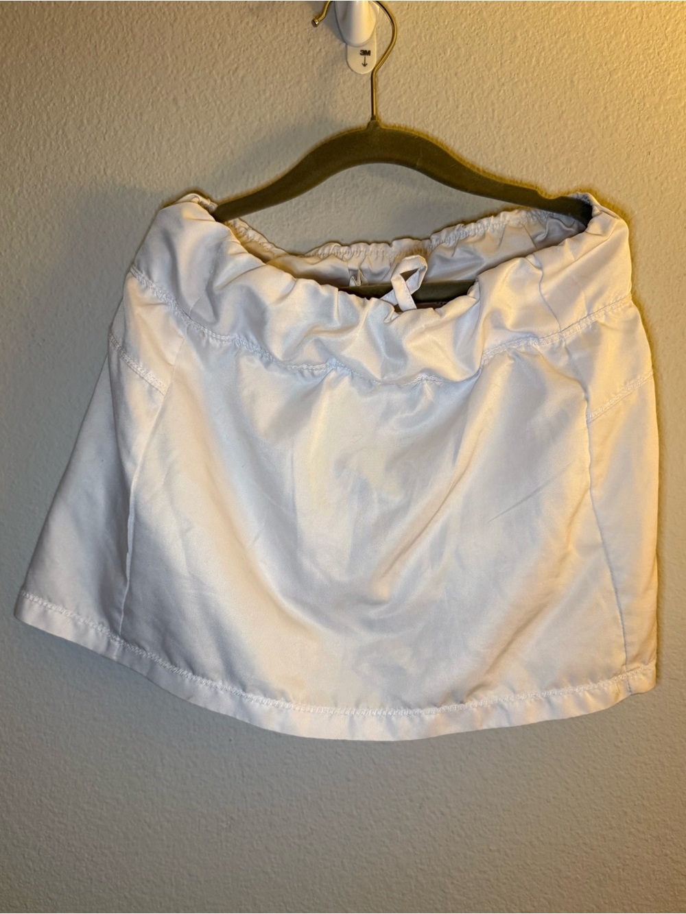 White Mini Skort with Drawstring Waist